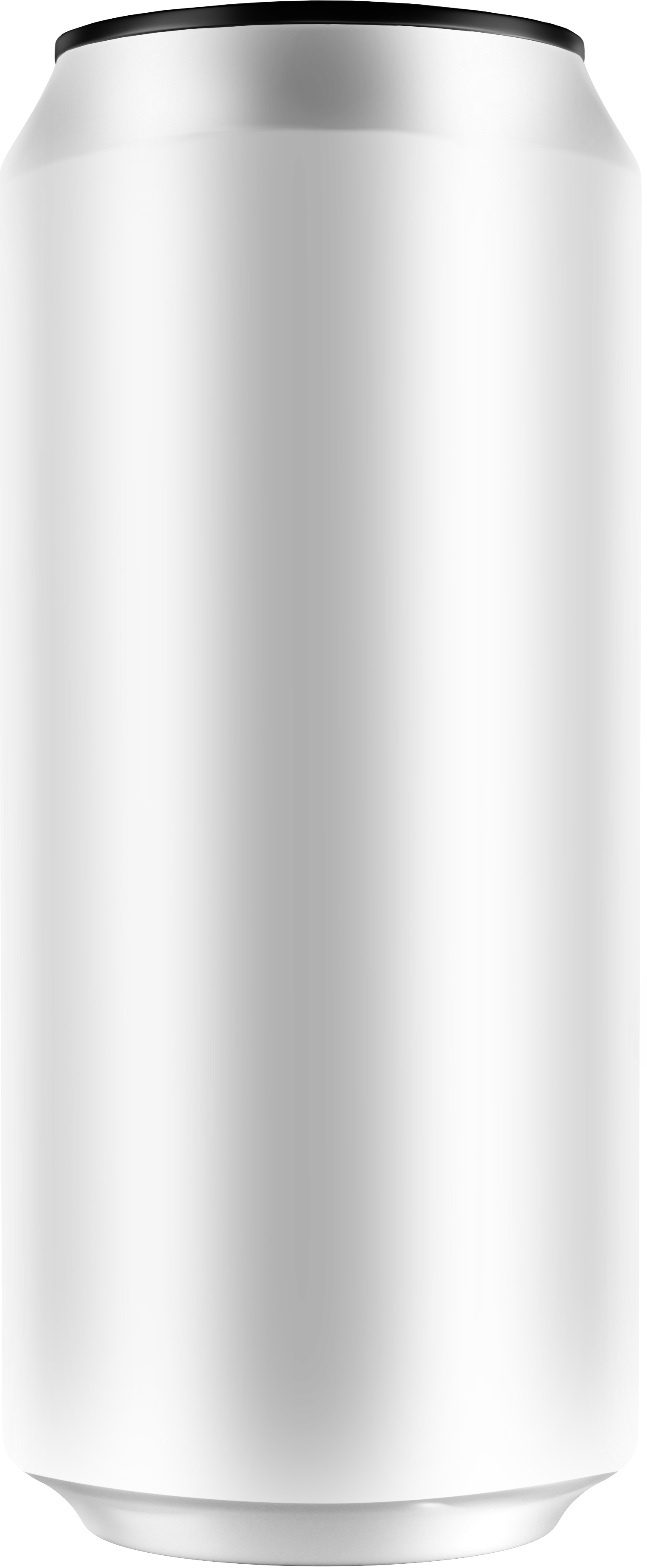 Silver can with black lid on a white background