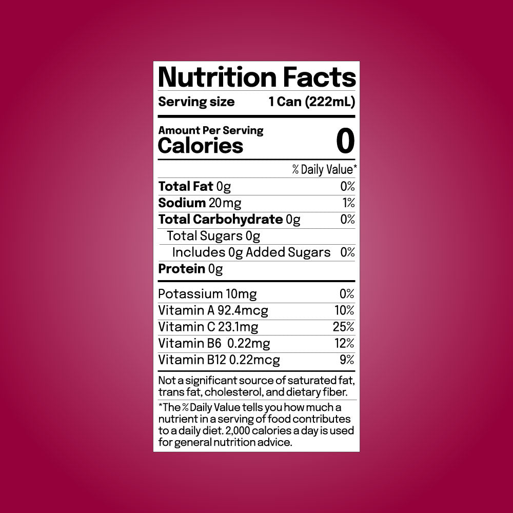 Berry Boost 7.5oz can size nutritional facts label