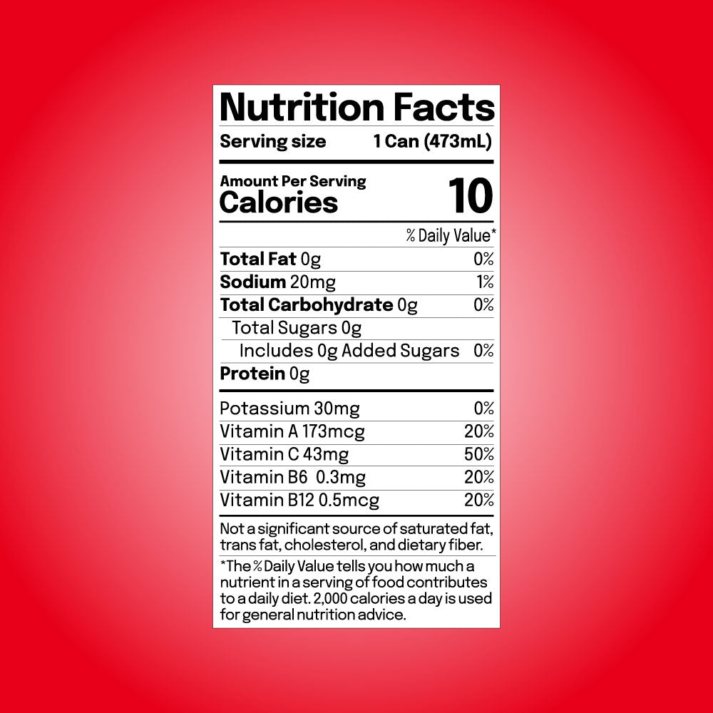 Kickin' Acai 16oz can size nutritional facts label
