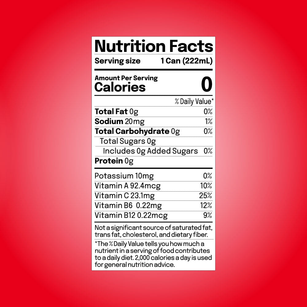 Kickin' Acai 7.5oz can size nutritional facts label