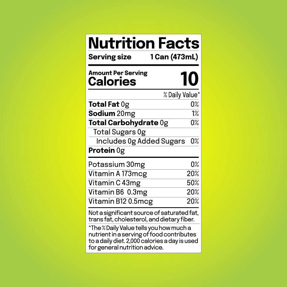 Lemon Lime 16oz can size nutritional facts label