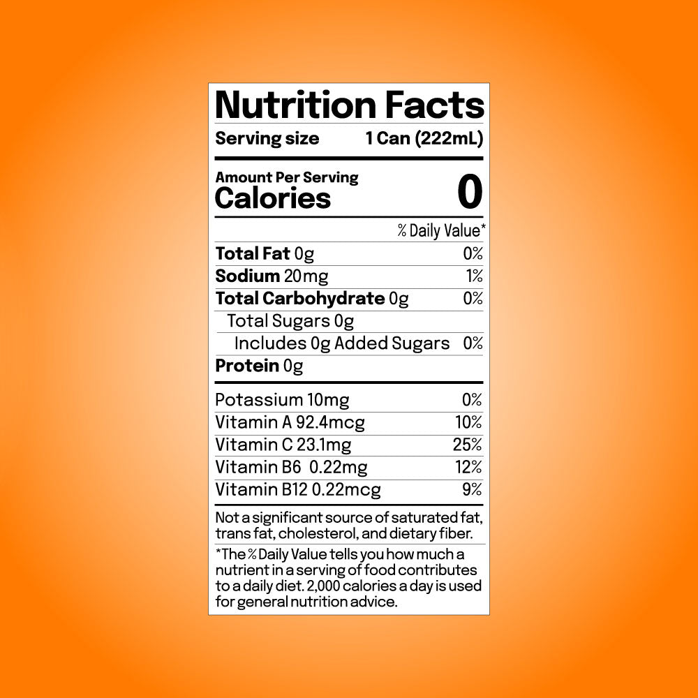 Mango Crush 7.5oz can size nutritional facts label