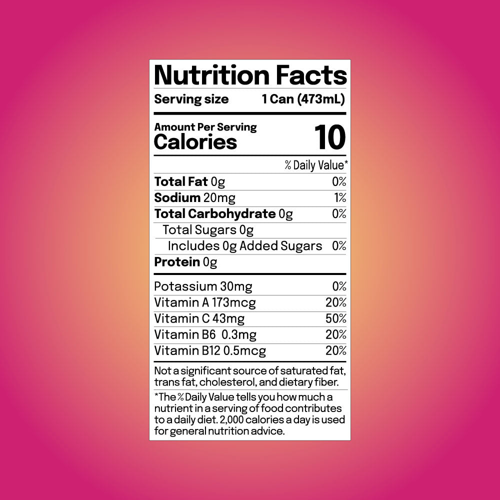 Razzade 16oz can size nutritional facts label