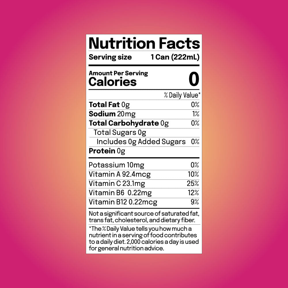 Razzade 7.5oz can size nutritional facts label