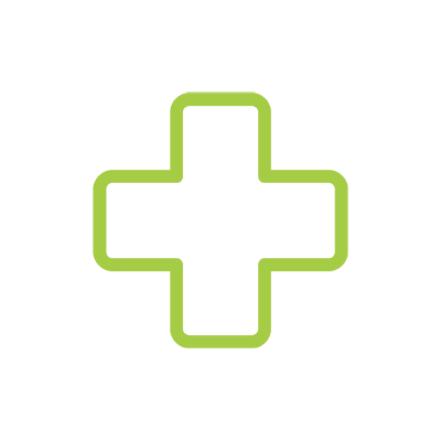 Green cross symbol on a white background