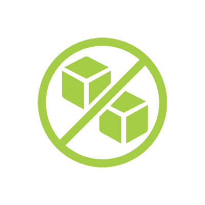 Icon of two green cubes with a diagonal line through them on a white background